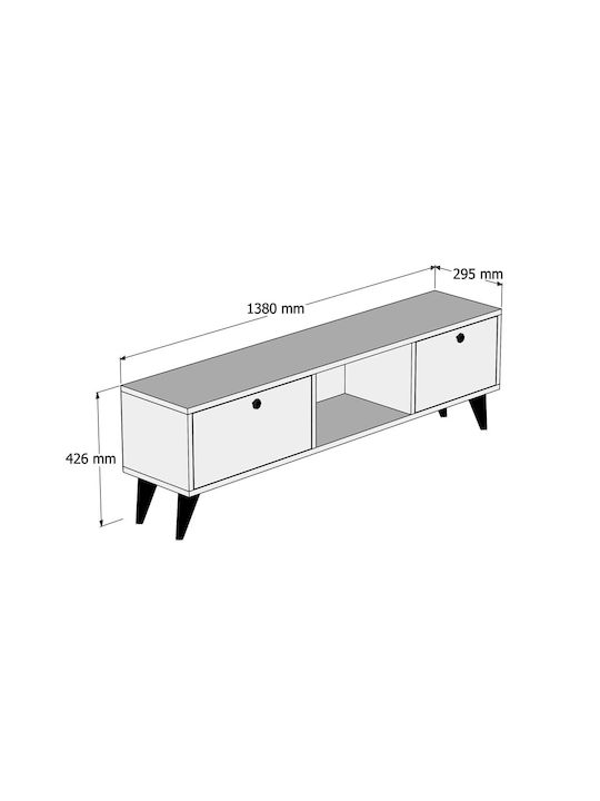 Έπιπλο Τηλεόρασης Carlos Καφέ Μ138xΠ29xΥ42cm