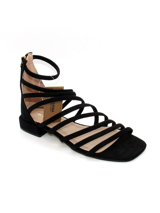 Corina Women's Flat Sandals in Black Color