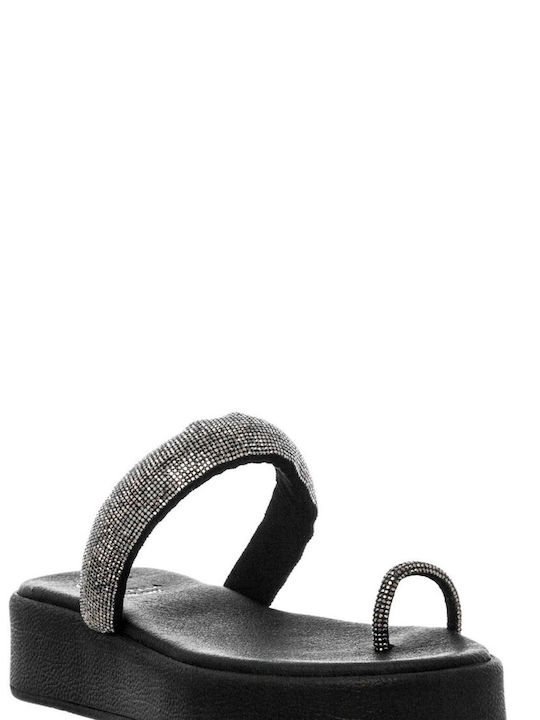 Mariella Fabiani Women's Flat Sandals Flatforms in Black Color