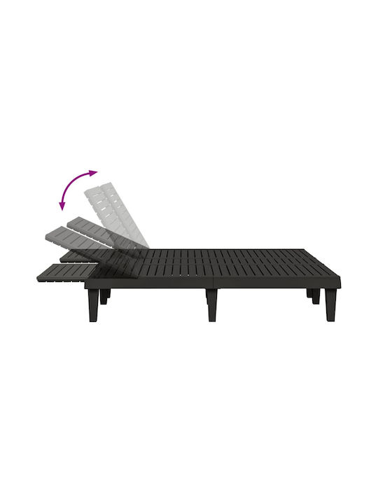 Șezlong Krepă Dublu Plastic Negru 155x138x83cm