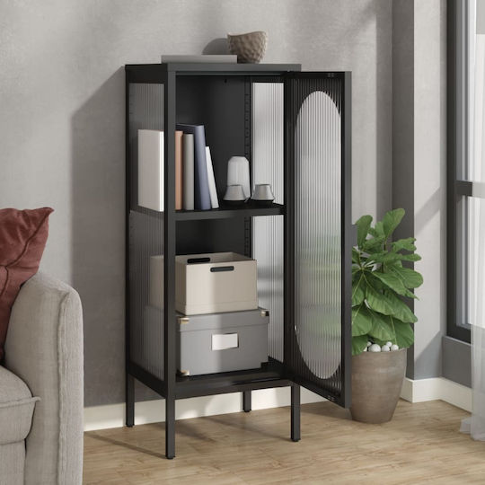 vidaXL Wohnzimmer Vitrine aus Metall mit Verglasung Schwarz 40x35x105cm