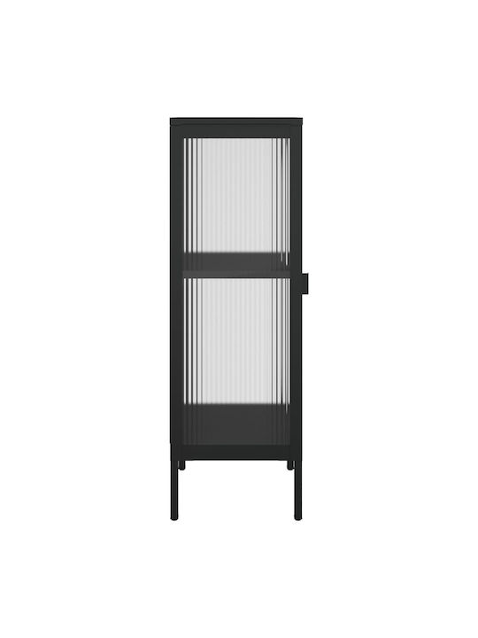 Floor-standing Living Room Display Cabinet made of Metal with Glass Black 40x35x105cm
