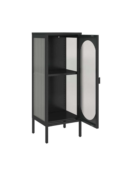 Floor-standing Living Room Display Cabinet made of Metal with Glass Black 40x35x105cm