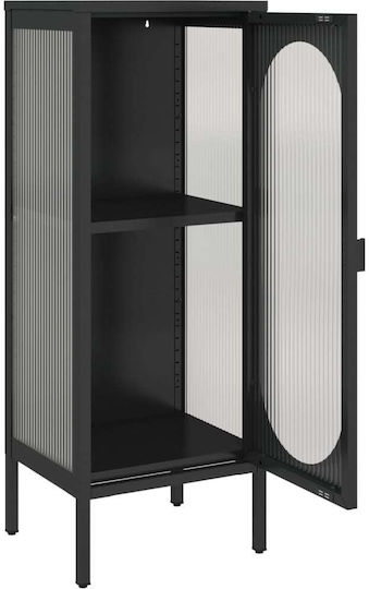 vidaXL Wohnzimmer Vitrine aus Metall mit Verglasung Schwarz 40x35x105cm