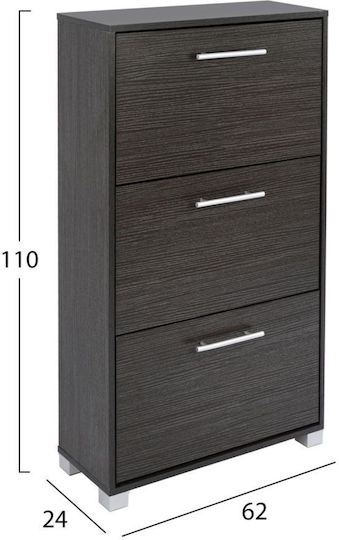 Davina Wooden Shoe Organizer with 3 Shelves Zebrano 62x24x110cm