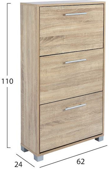 Davina Wooden Shoe Organizer with 3 Shelves Sonama 62x24x110cm