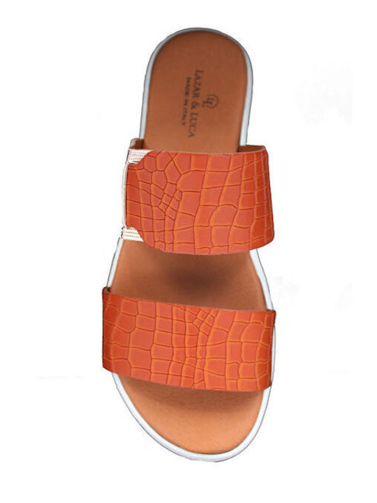 Leather Women's Flat Sandals Anatomic in Tabac Brown Color