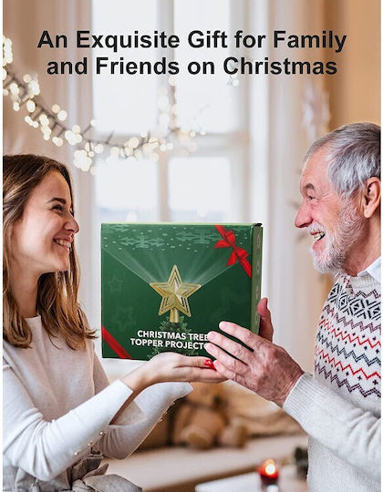 Κορυφή Αστέρι Φωτιζόμενη Χρυσή RGB Projector Santa Claus