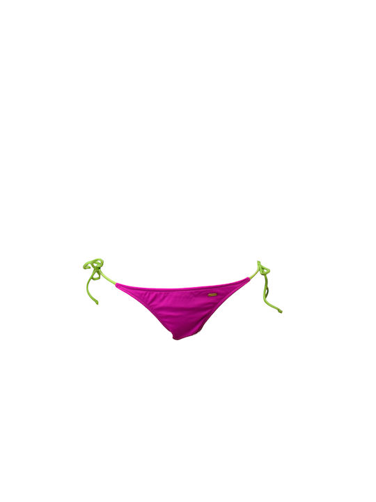 Bikini Set Triangle Top & Slip Bottom with Laces with Adjustable Straps Fuchsia