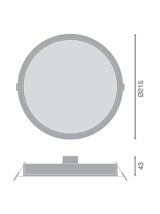 Ledvance Rund Vertieft LED Panel 30W mit Warmes Weiß Licht 3000K