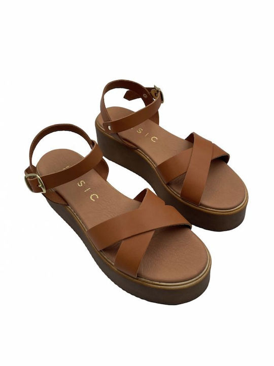 Basic Flatforms Crossover Women's Sandals Tabac Brown