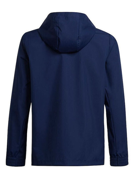 Entrada 22 Waterproof Kids Sports Short Windproof Jacket with Hood Navy Blue