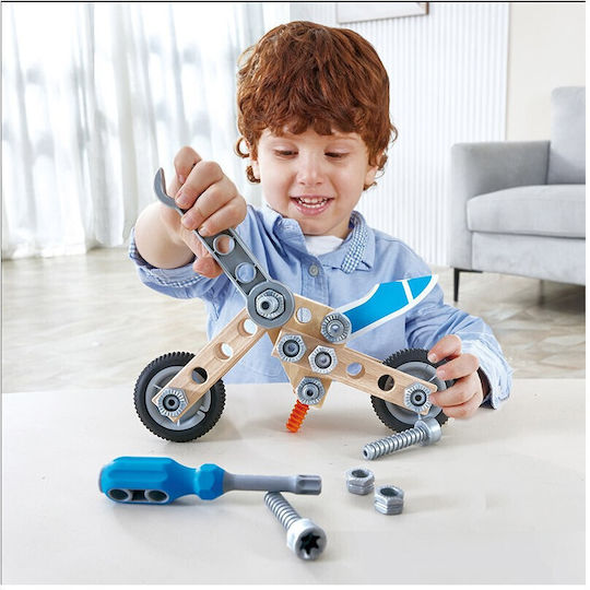Hape Παιχνίδι Κατασκευών Ξύλινo Motorbike για Παιδιά 3+ Ετών