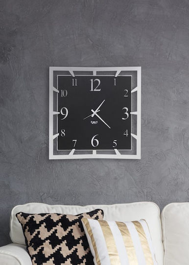 Arti E Mestieri 3D Wall Clock Metallic Black 50x50cm