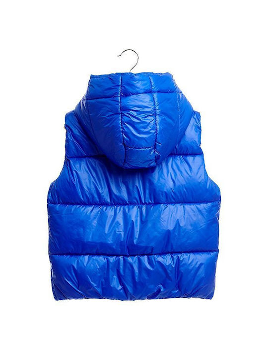 SugarFree Waterproof Boys Quilted Coat Blue Sleeveless with Ηood