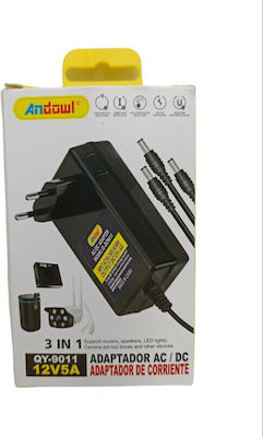 Andowl QY-9011 Universal Τροφοδοτικό 12V 5A με 3 βύσματα