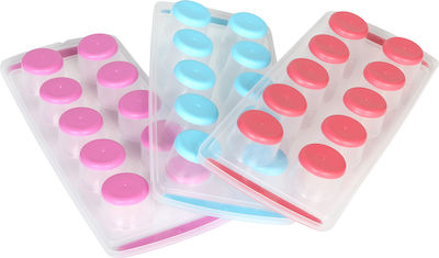 Keskor Plastic Ice Cube Tray Rectangular 10 Slots Pink 42621-1