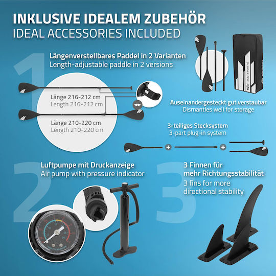 EDC Stand Up Дъска SUP с Дължина 3.2m Син