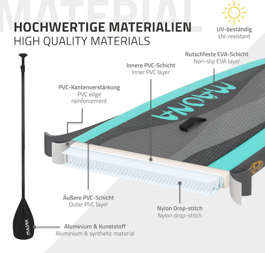 ECD Germany Maona Inflatable SUP Board with Length 3.08m Turquoise