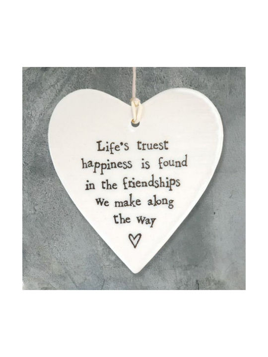 Hanging Heart Ornament Porcelain White 9.5x8.5cm