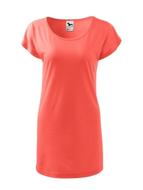 Sommer Mini Sportliches Damenkleid T-Shirt Kurzärmelig Orange