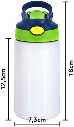 Koupakoupa Kids Water Bottle Minecraft Stainless Steel with Straw White 350ml