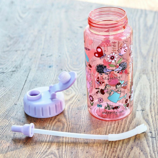 Tyrrell Katz Kinderflasche Kunststoff mit Strohhalm Rosa 400ml