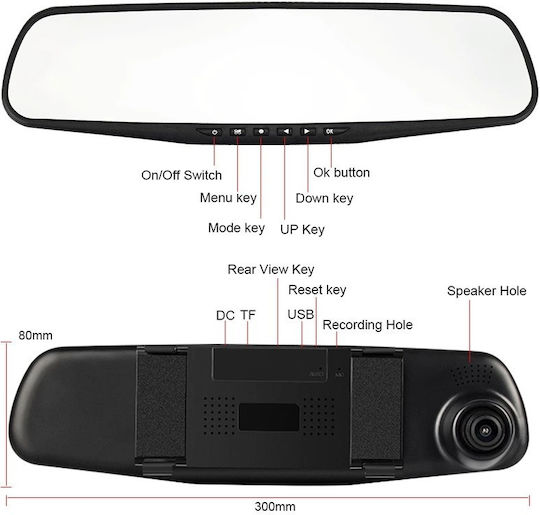 Factory 1080P Mirror Car DVR Set with Rear Camera, 4.3" Display with Clip