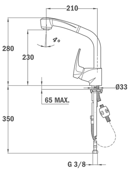 Teka MT Ext Висока Кухненски Смесител Настолен Сребриста
