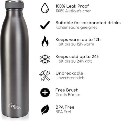 Bottle Thermos Stainless Steel Gray 750ml