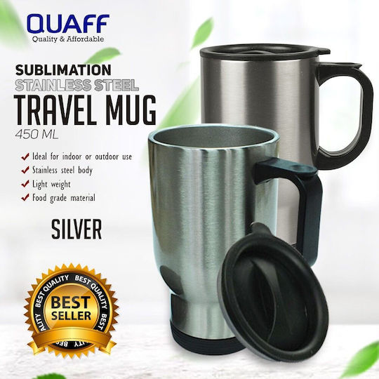 Koupakoupa Glass Thermos Stainless Steel 450ml Silver With Handle