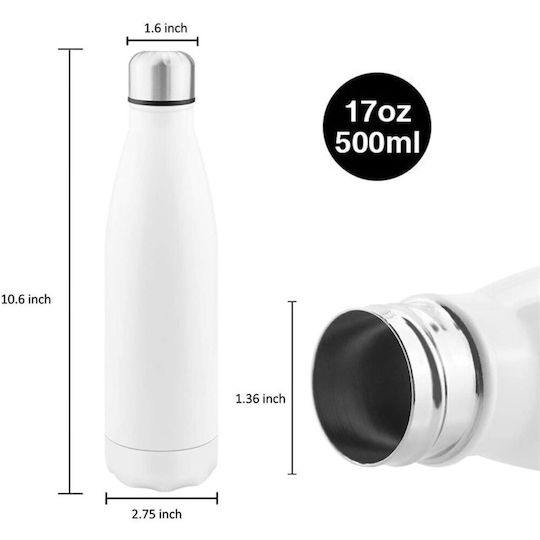 Koupakoupa Recyclable Bottle Thermos Stainless Steel BPA Free 500ml White