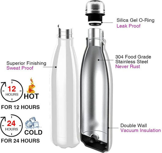 Koupakoupa you Recyclable Bottle Thermos Stainless Steel BPA Free 500ml White