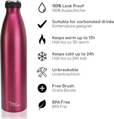 Milu Kids Bottle Thermos Stainless Steel Pink 750ml