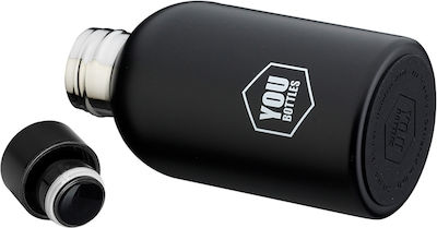 YouBottles Glass Thermos Stainless Steel Black 300ml