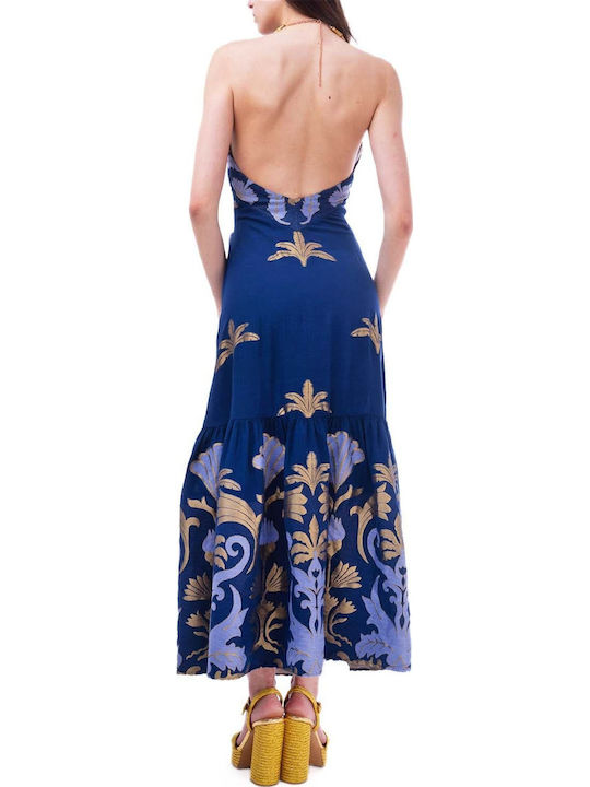 Lace Evening Blue Dress with Lace