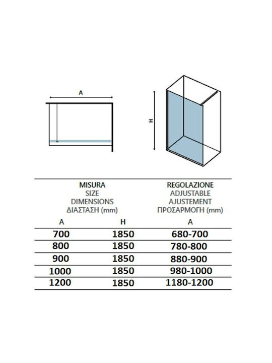 Orabella Serena Shower Screen for Shower with Sliding Door 60x185cm Clean Glass Oro