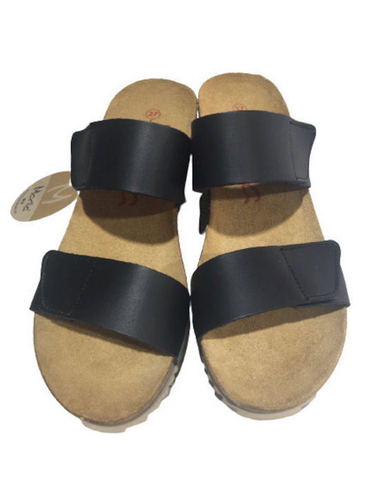 Marila Footwear Ανατομικές Καλοκαιρινές Γυναικείες Πλατφόρμες Μαύρες