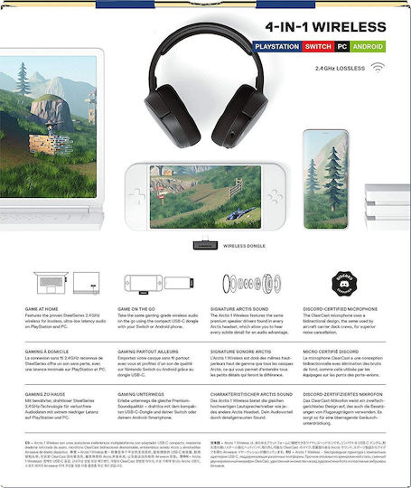 SteelSeries Arctis 1 Wireless for PlayStation Over Ear Gaming Headset με σύνδεση 2x3.5mm