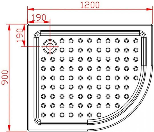 Karag Semicircular Acrylic Shower White Flora 650 100x80x5.5cm