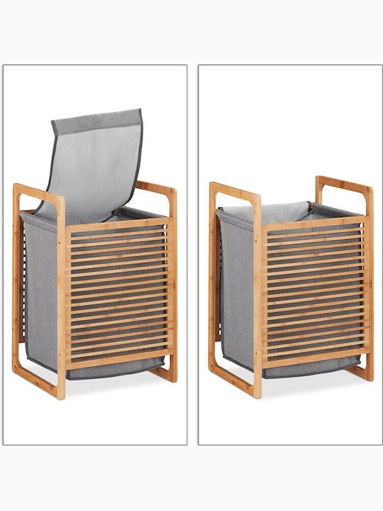 Relaxdays Wäschekorb Bamboo 6lt Grau