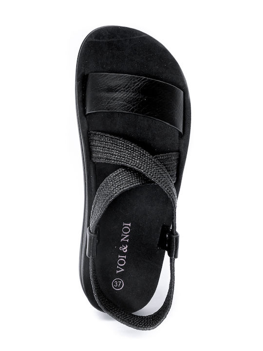Voi & Noi Damen Flache Sandalen in Schwarz Farbe
