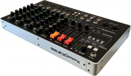 ZZiPP ZZMX8L Analoge Konsole 6.0 Kanäle mit Phantom Power & 4 XLR-Eingänge & Bluetooth