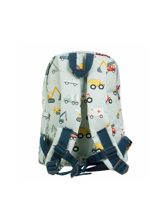 A Little Lovely Company Vehicles School Bag Backpack Kindergarten Green 5.5Liters