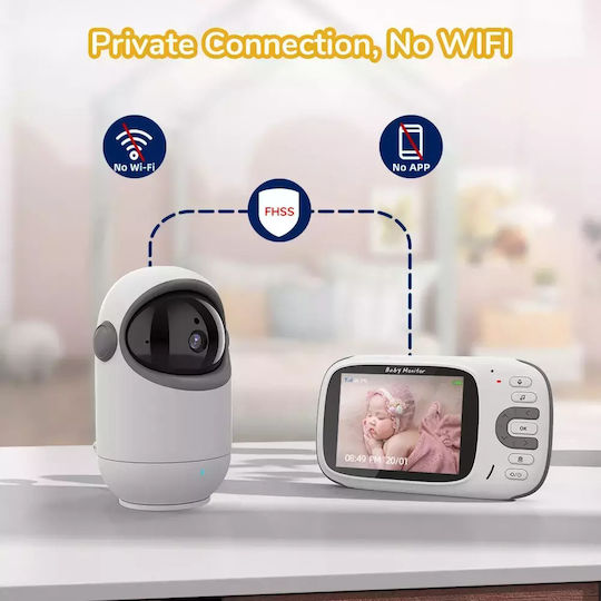 Techsuit Wireless Baby Monitor with Camera & Screen 3.2" , Two-way Communication & Lullabies