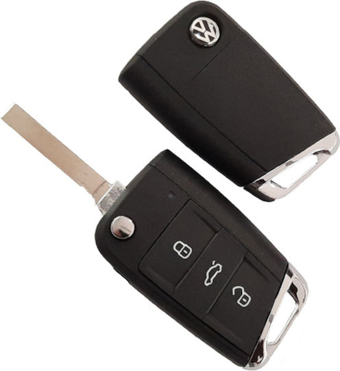 Foldable Car Key Shell with Blade with 3 Buttons for Seat / Skoda / VW