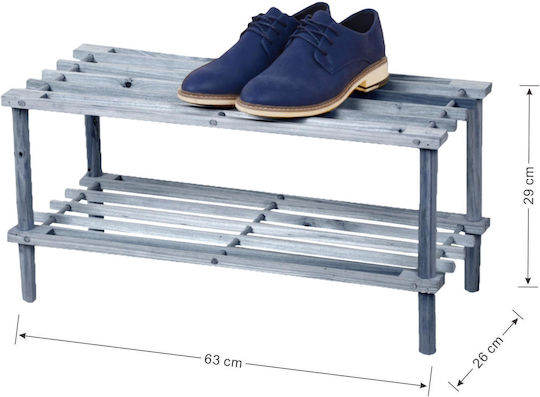 Ξύλινη 31544 με 2 Ράφια Μπλε 63x26x29cm Ξύλινη 31544 με 2 Ράφια Μπλε 63x26x29cm