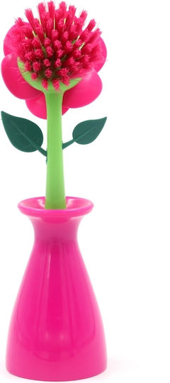 Veltihome 33645 Plastic Cleaning Brush with Handle Pink