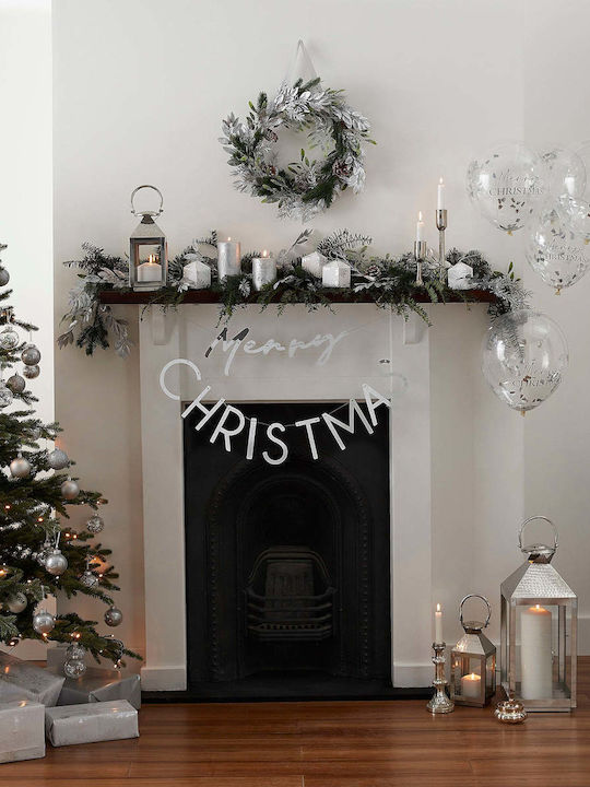 Merry Christmas Garland Silver 1pc