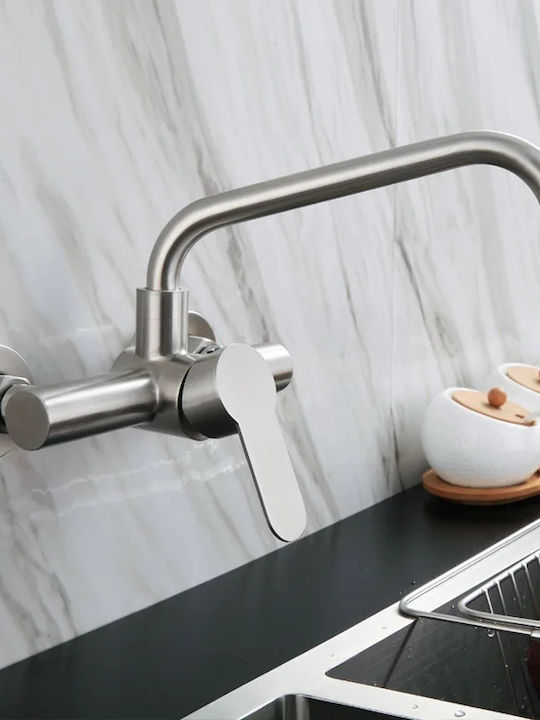 Wall Kitchen Faucet Silver